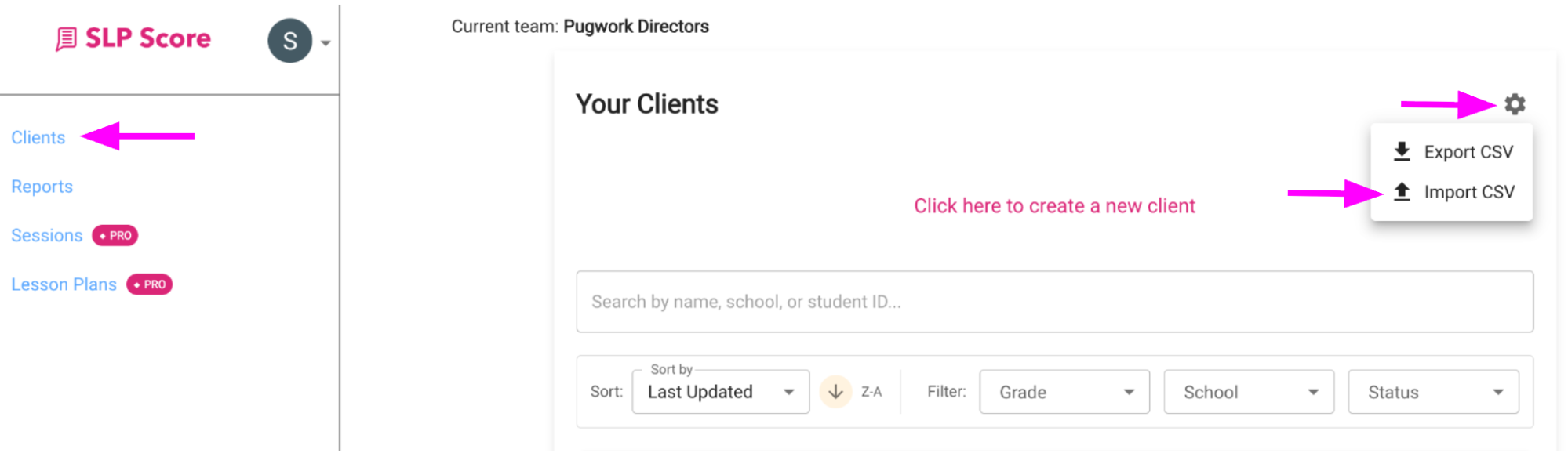 Navigate to Clients and settings