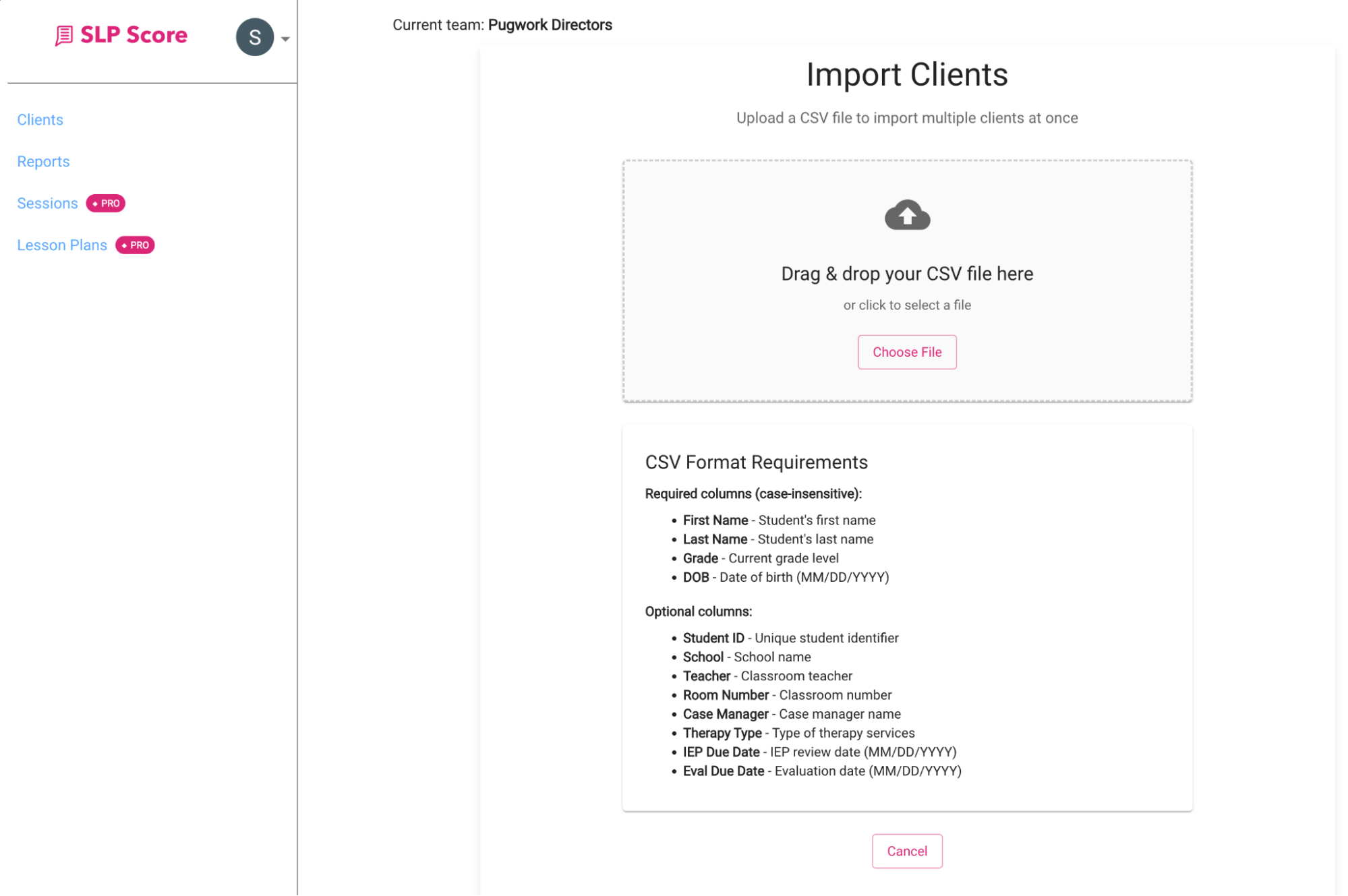 CSV format requirements