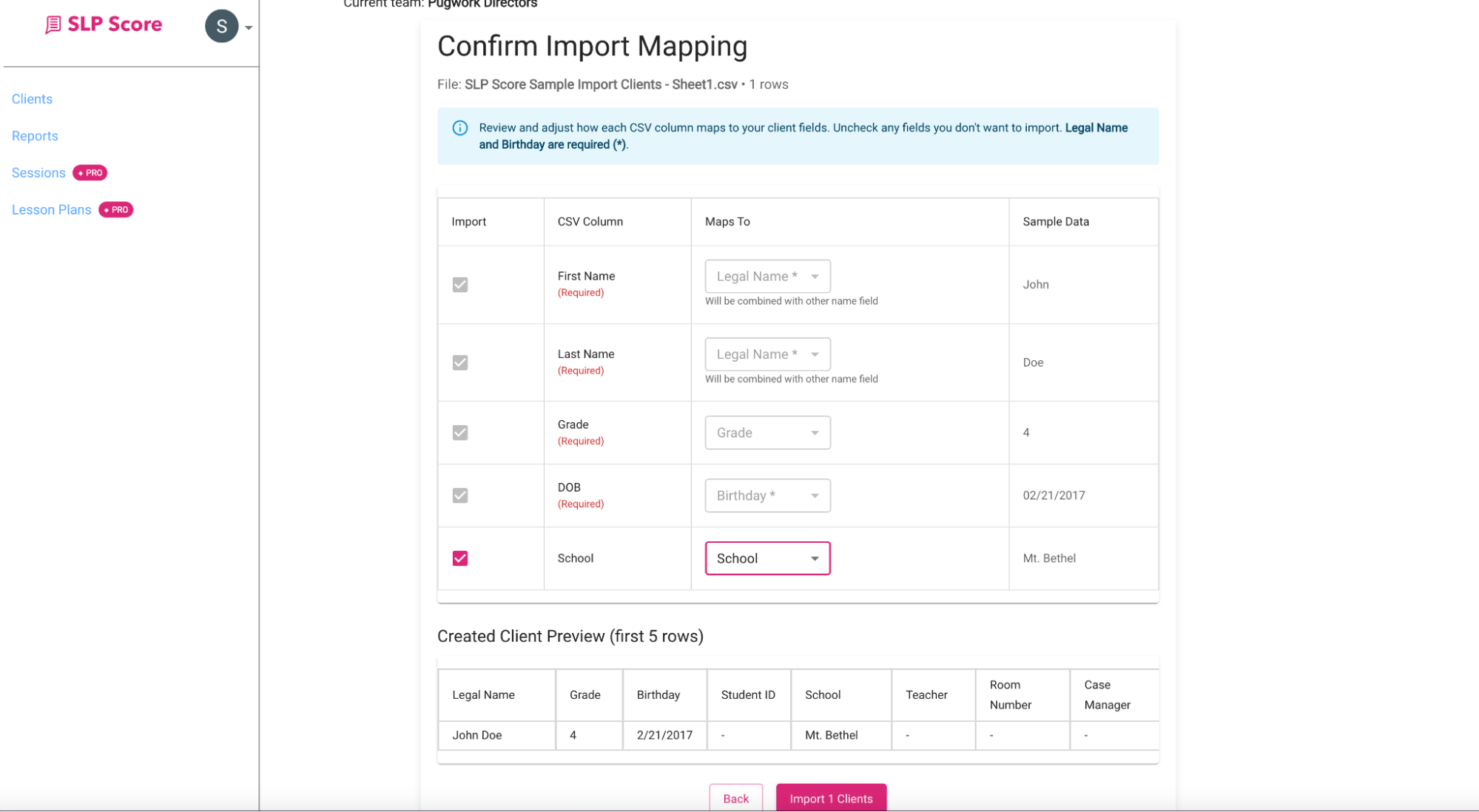 Create spreadsheet with headers
