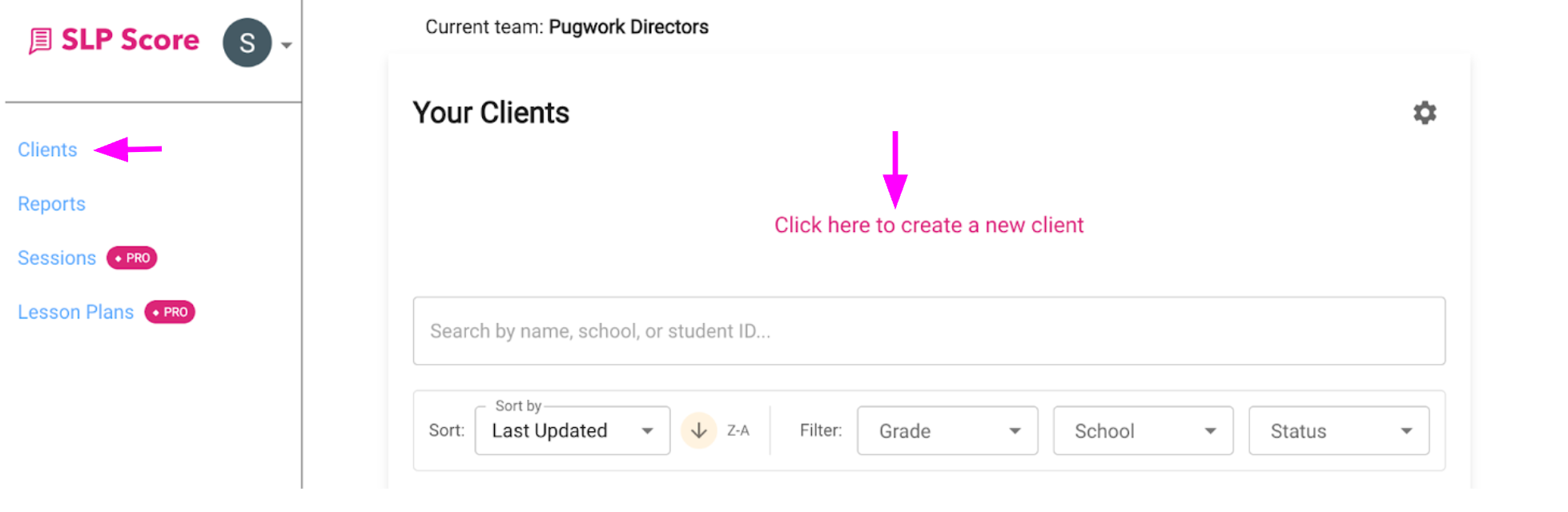 Navigate to Clients page