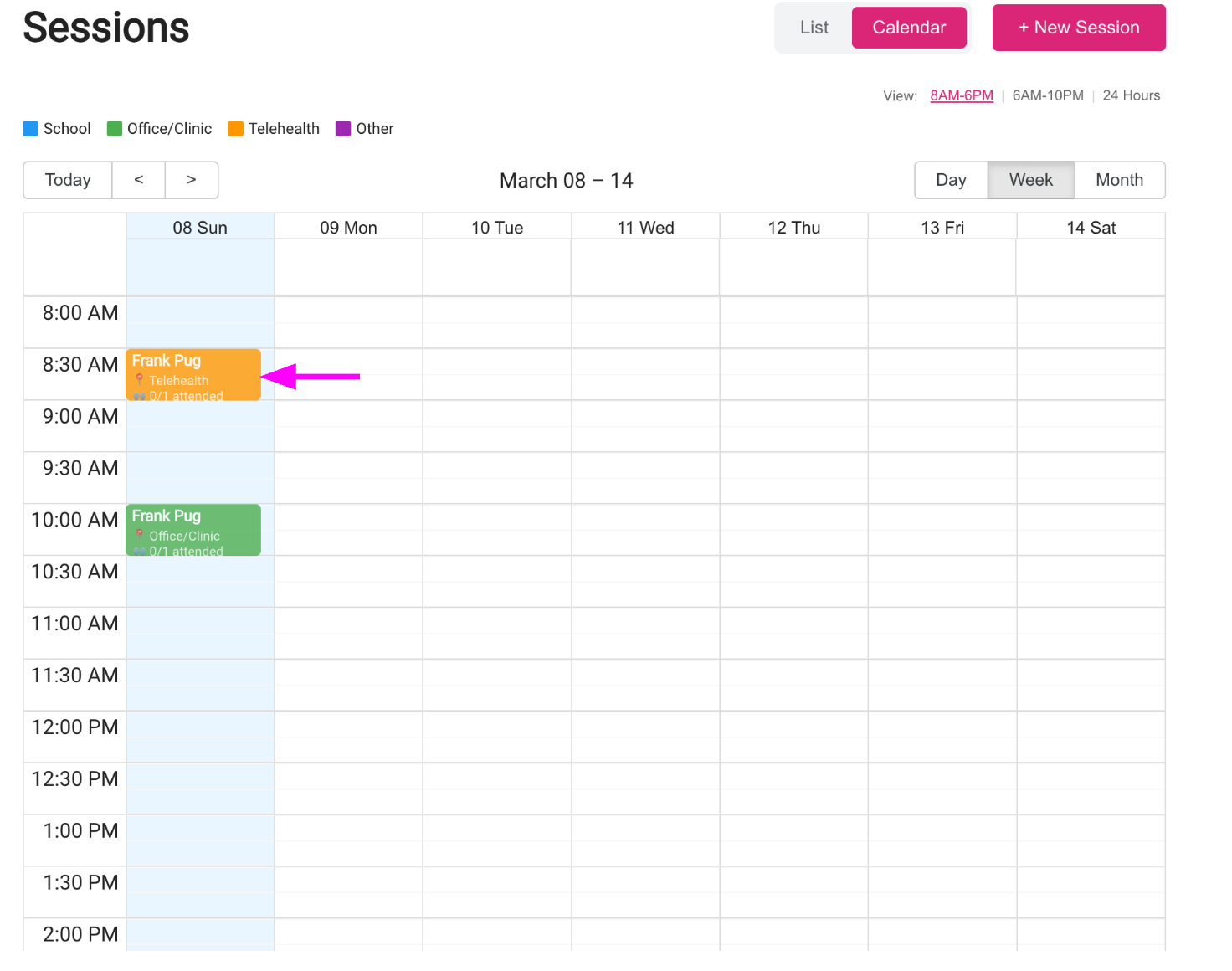 Session details page
