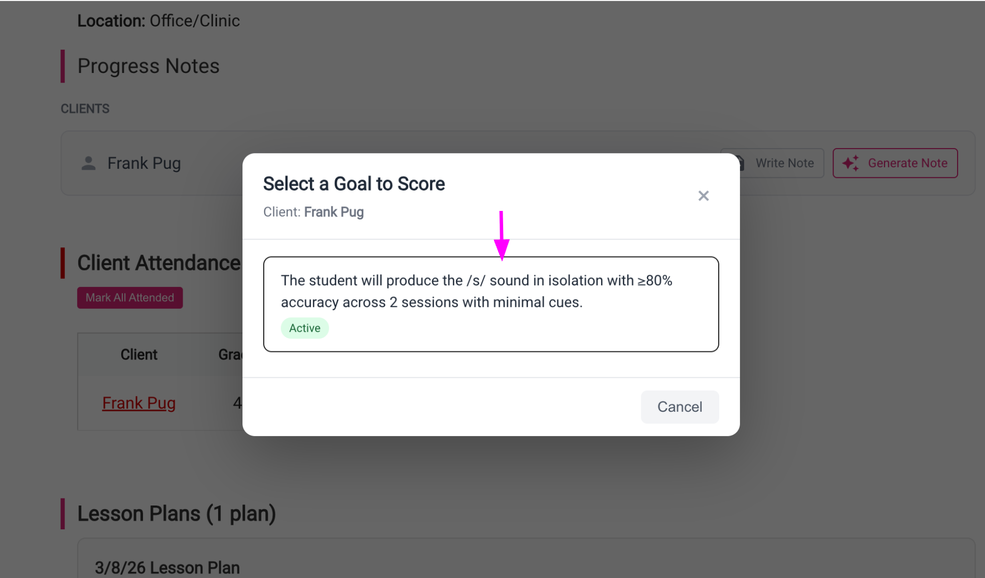 Goal tracking over time