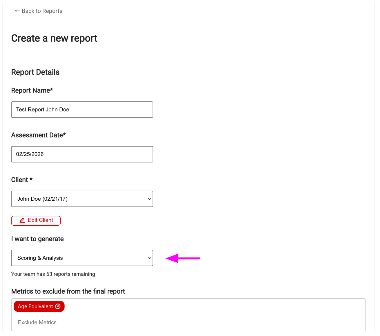 Select Scoring & Analysis option