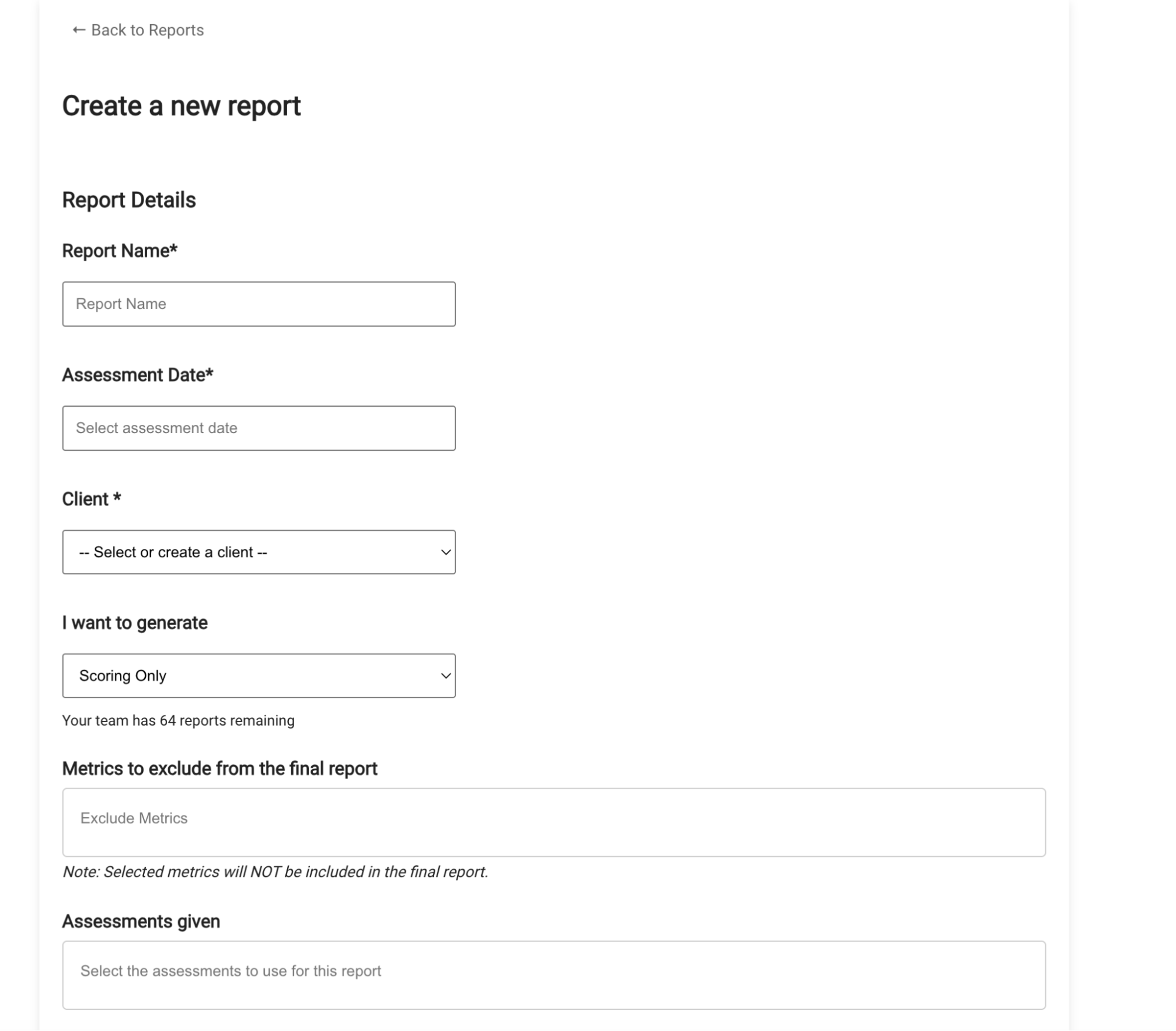 Enter report details